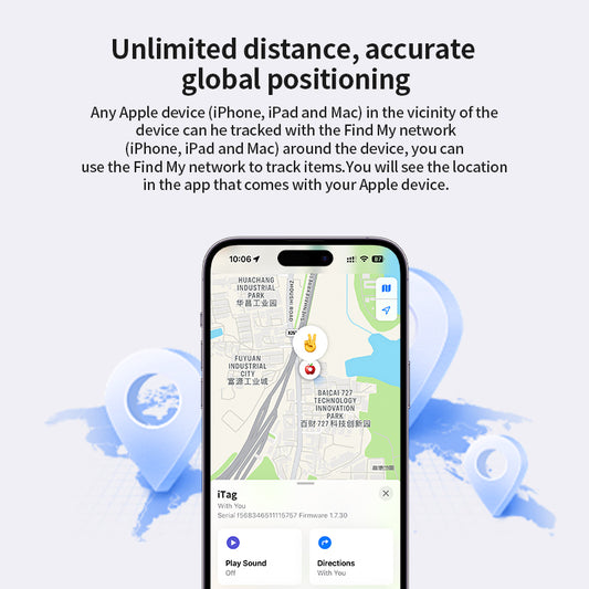 Smart Anti-Lost Tracker Compatible with Apple Find My — Global Key, Luggage & Pet Tracking
