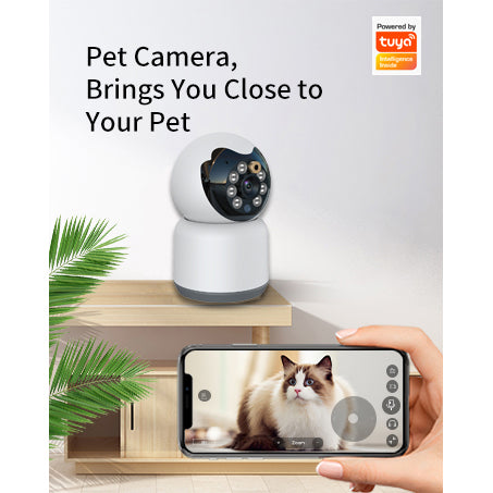 Wireless Pet Security Camera with Laser Teaser & Find My Global Tracking