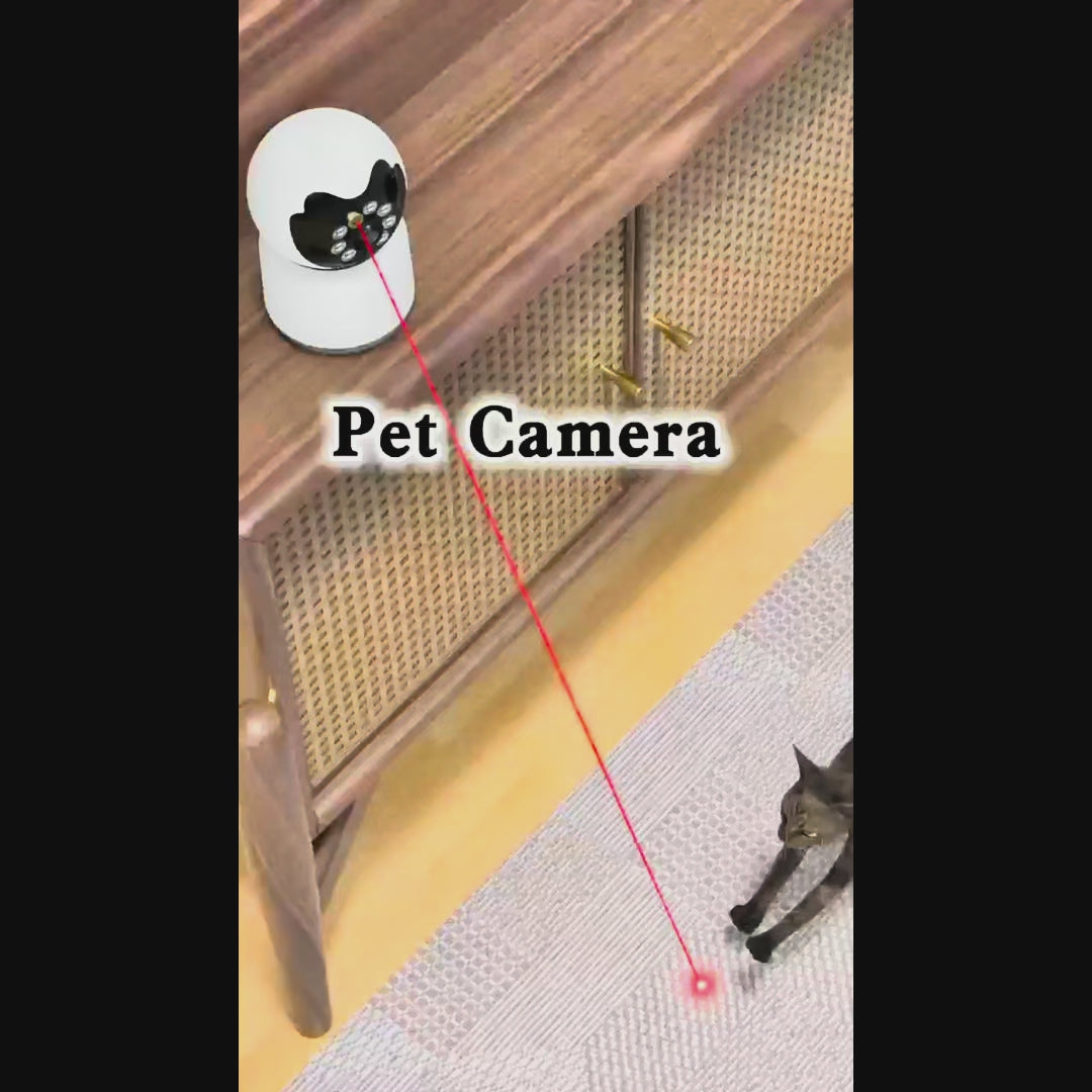 Wireless Pet Security Camera with Laser Teaser & Find My Global Tracking